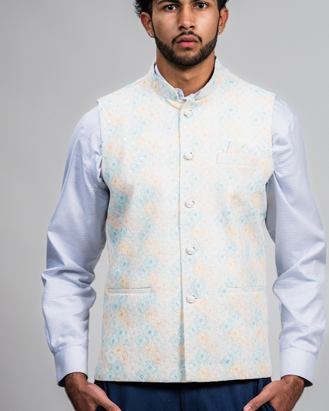 Ishaan Chikankari Nehru Jacket