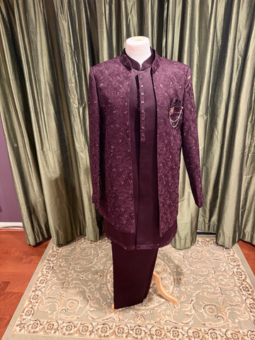 Wine Indo-Western 3-pc set