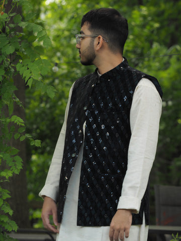 Royal Green shimmer Nehru Jacket