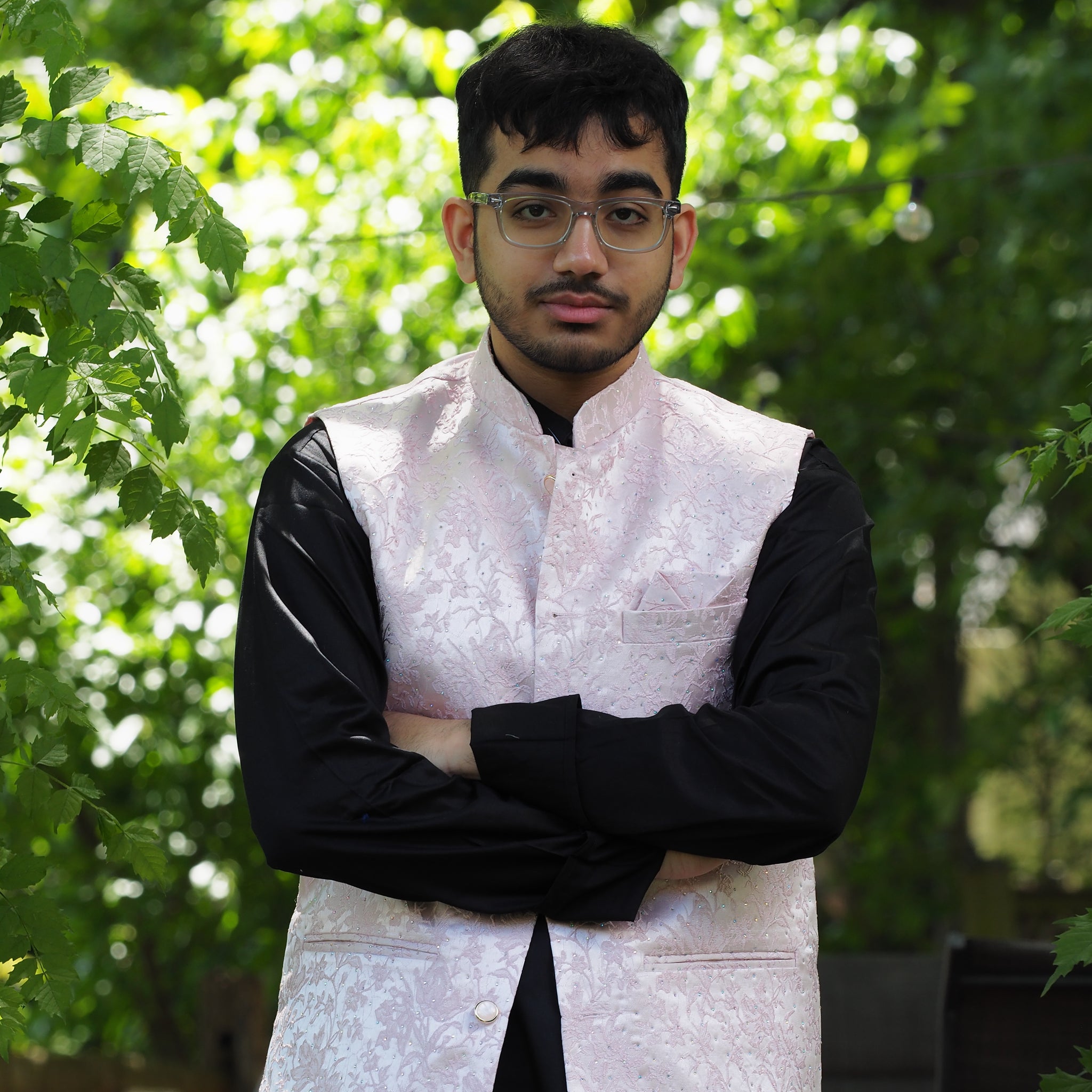 Shimmer Floral Nehru Jacket