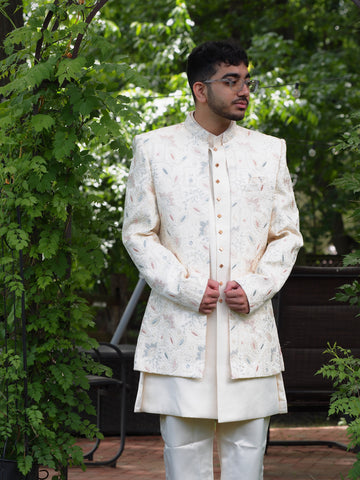 Cream with multicolored paisley Indo-western