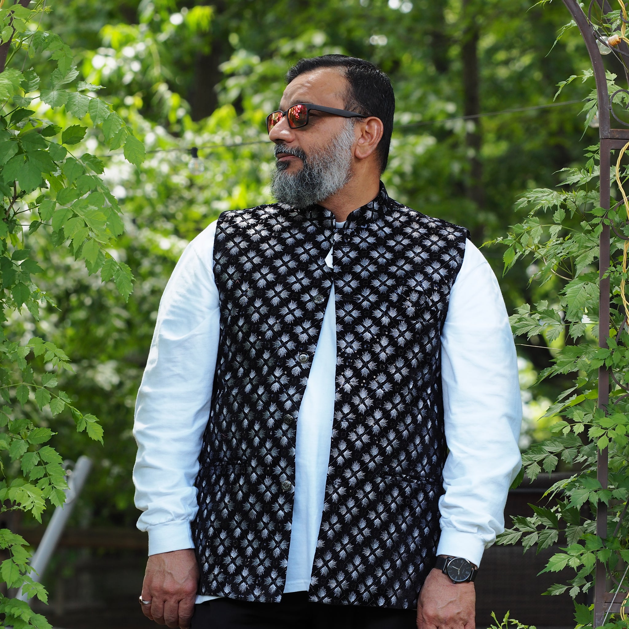 Black and White Nehru Jacket