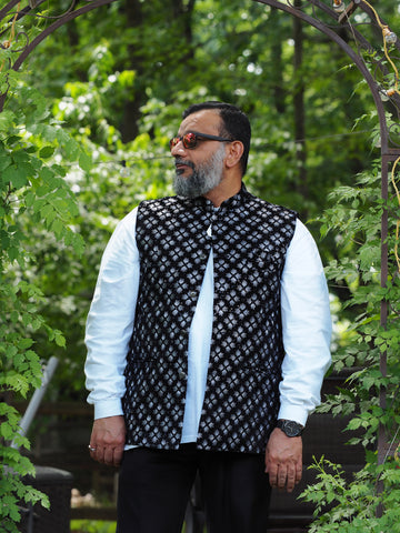 Black and White Nehru Jacket