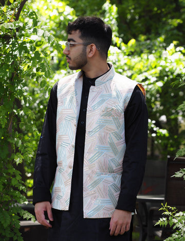 Multicolor Pastel shimmer Nehru Jacket