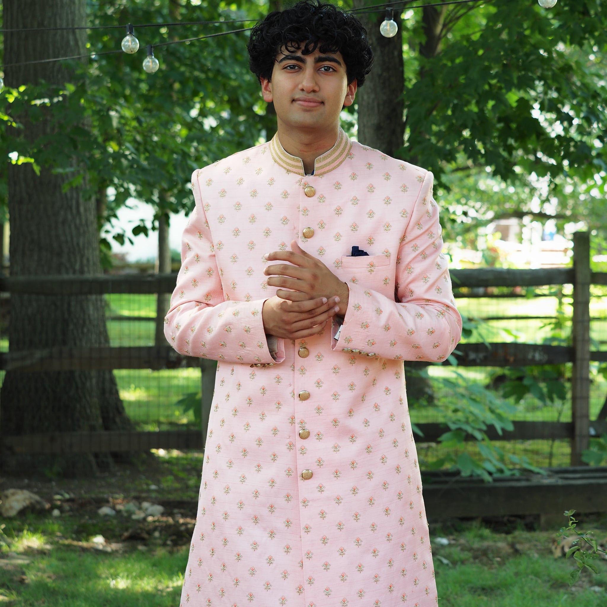 Peach Floral sherwani