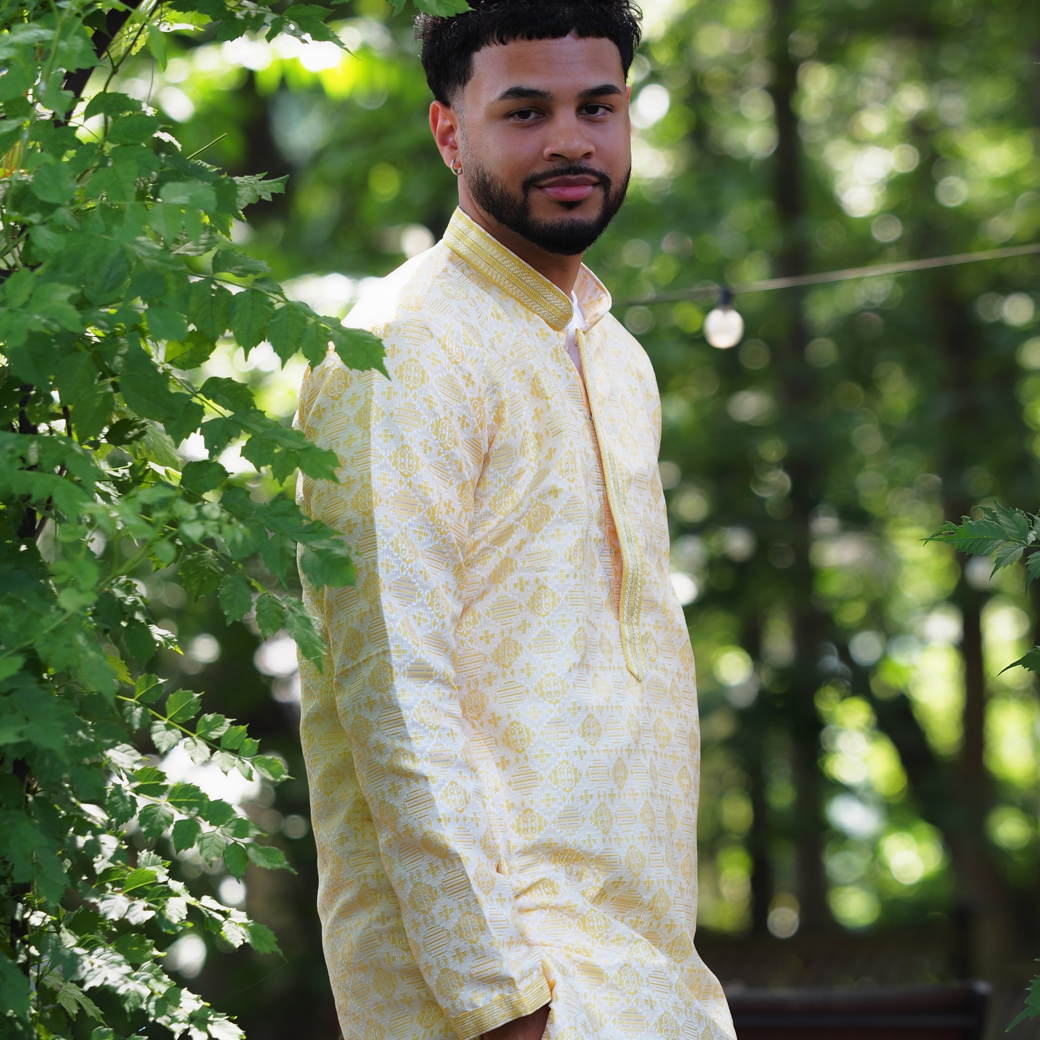 Jacquard weave kurta set
