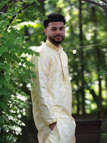 Jacquard weave kurta set
